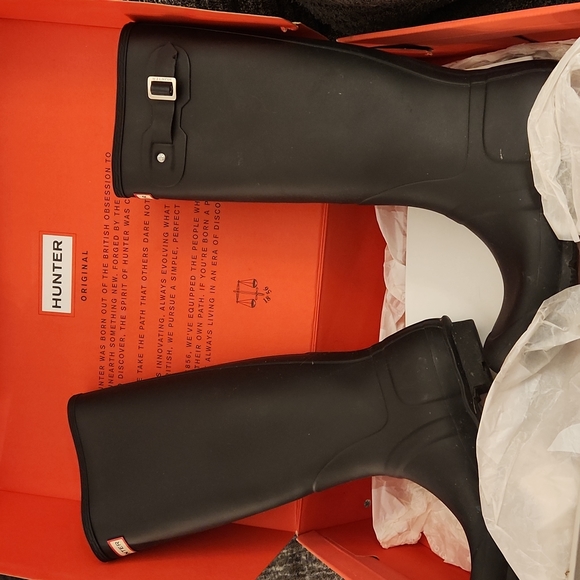 HUNTER Black Matte Original Tall Rain Boots Women’s Size 9 - Picture 1 of 9